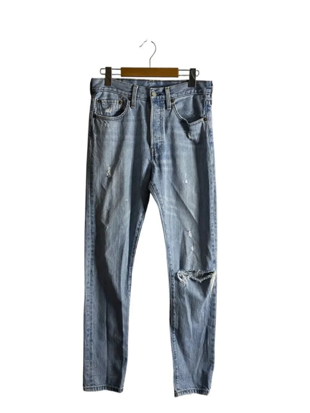 Levi's 501 Women's Light Wash Skinny Distressed Button-Fly Denim Jeans